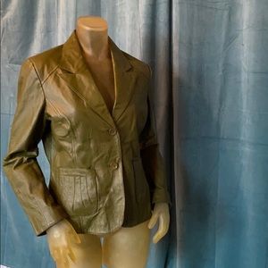 Olive green vintage leather jacket!